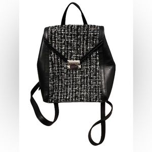 Michael Kors Medium Whitney Flap Backpack New Black and White Twill